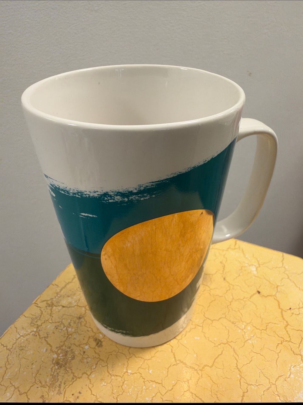 Starbucks collectible Ceramic Home Art Mug in Teal and Yellow - Brand